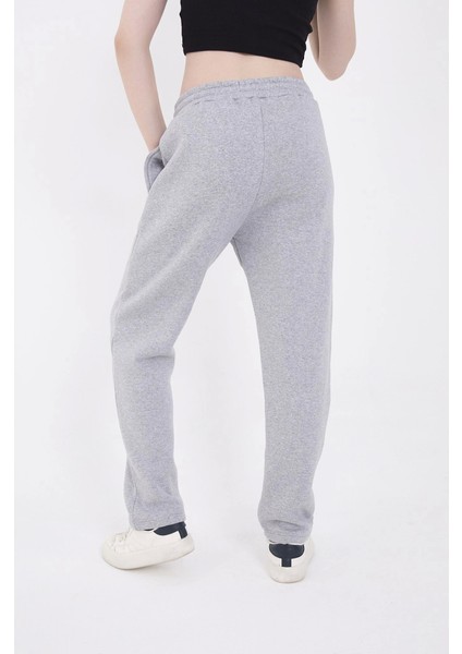 Oversize Boru Paça Baskılı Eşofman Pantolon - Gri indirimleri