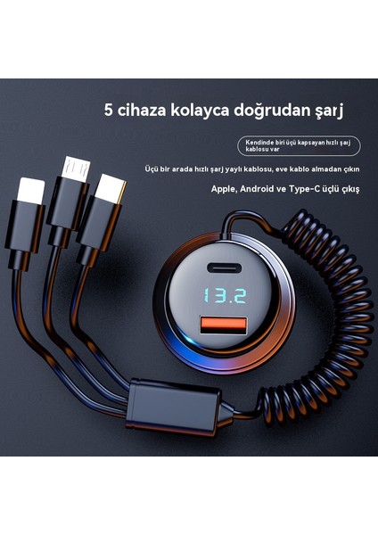 Araba Hızlı Şarj Birden Üç Çok Fonksiyonlu 200W Araba Şarj Cihazı (Yurt Dışından) fırsatları