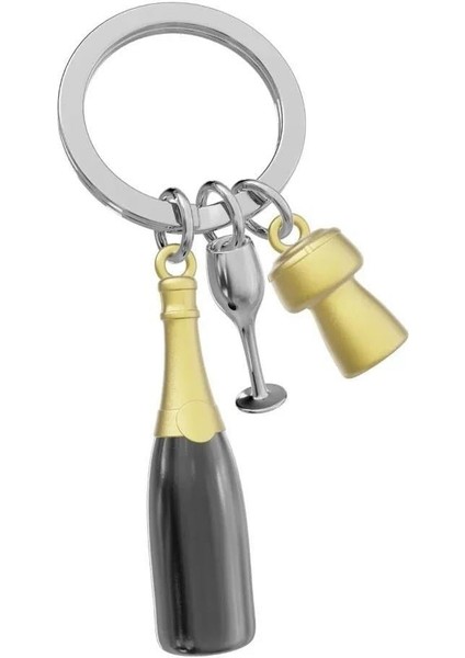 Şampanya Kadeh Anahtarlık Siyah