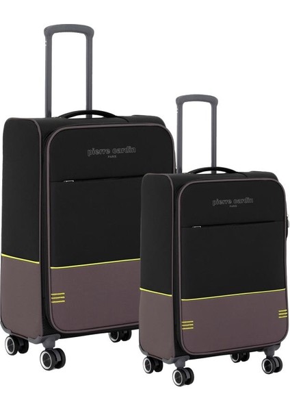 Ultra Light Hafif Lüx Kumaş 2'li Valiz Seti Orta Boy - Kabin Boy Siyah PC8200