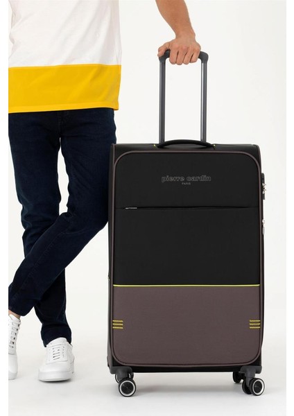 Ultra Light Hafif Lüx Kumaş 2'li Valiz Seti Orta Boy - Kabin Boy Siyah PC8200