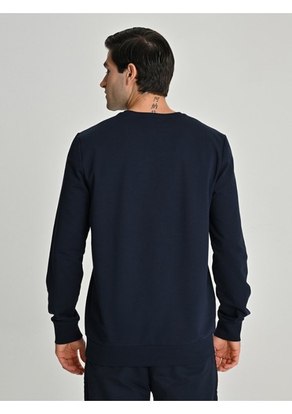 Tribün Lazer Baskılı Tek Renk Logolu Erkek Sweatshirt