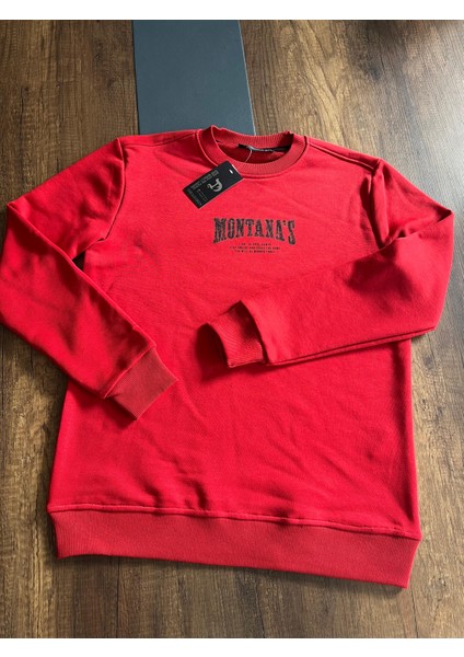 Canlı Kırmızı Basic Comfort Fit Bisiklet Yaka Sweatshirt