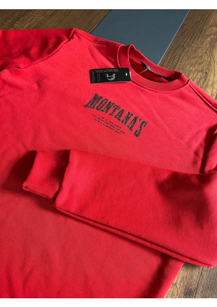 Canlı Kırmızı Basic Comfort Fit Bisiklet Yaka Sweatshirt fiyatları