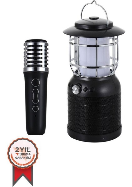 SD08 Siyah Mikrofonlu Bluetooth Hoparlör Nostalji Fener Speaker
