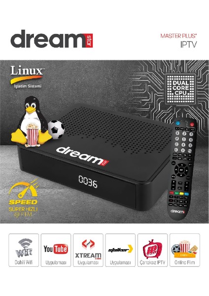 Yüksek Kaliteli Full Hd Uydu Alıcı Tv Kablosuz Wifi ve Iptv Özelliği Siyah