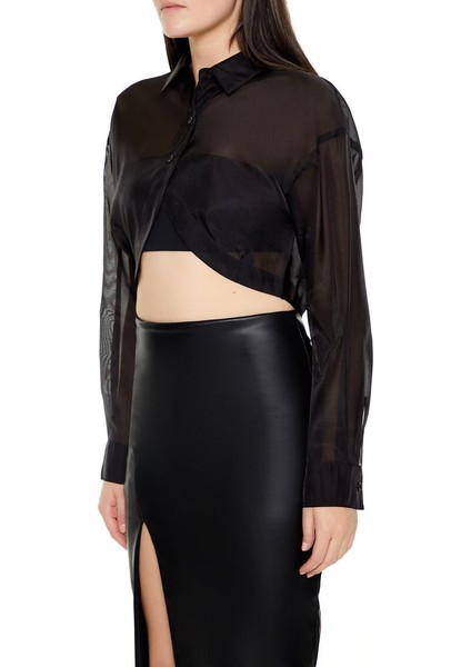 Transparan Crop Gömlek