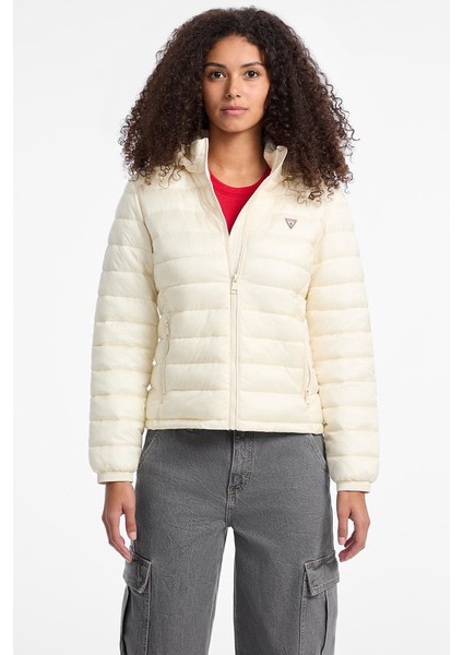 Kadın Gj Hooded Puffer Mont - Krem