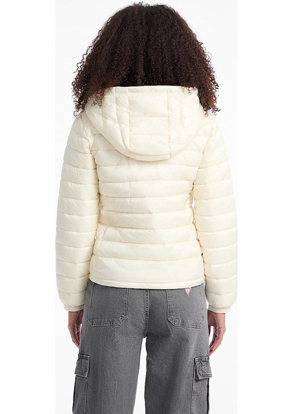 Kadın Gj Hooded Puffer Mont - Krem fiyatları