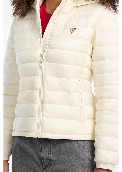 Kadın Gj Hooded Puffer Mont - Krem indirimleri