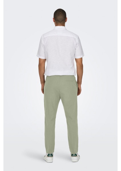 Dar Paça Gri - Yeşil Erkek Kargo Pantolon Onslınus Crop 0007 Cot Lın Pnt Noos