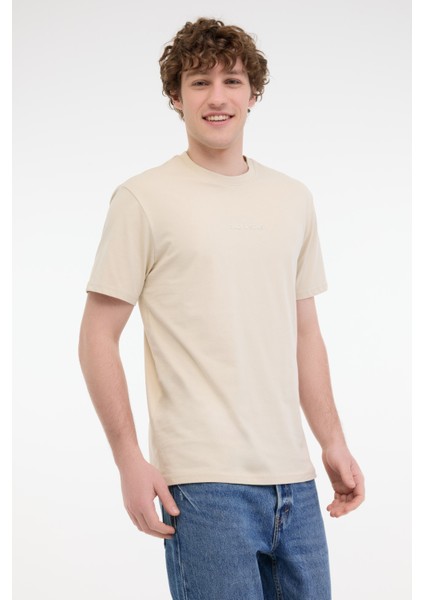 Onslevı Lıfe Reg Text Bej Erkek T-Shirt 22028147