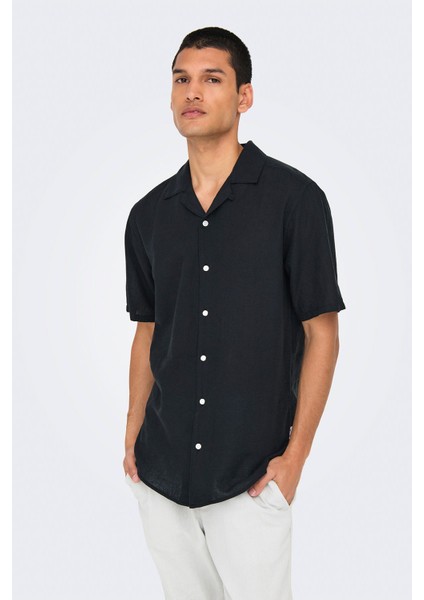 ONSCAIDEN LIFE SS SOLID R Siyah Erkek Gömlek