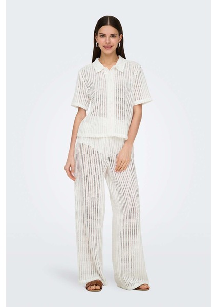 ONLFREYA STRAIGHT PANT JR KIRIK BEYAZ Kadın Pantolon