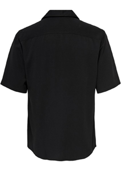 Normal Siyah Düz Erkek Gömlek Onsdash Lıfe Reg Solıd Vısc Res Ss