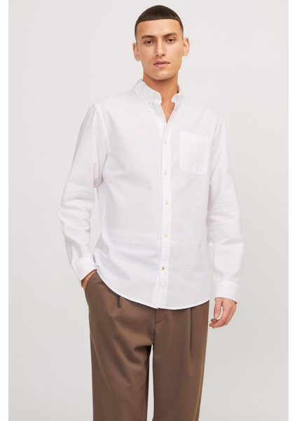 JJEOXFORD SHIRT LS NOOS Beyaz Erkek Gömlek