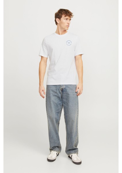 JJSIMON TEE SS CREW Beyaz Erkek Kısa Kol T-Shirt