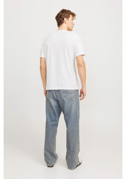 JJSIMON TEE SS CREW Beyaz Erkek Kısa Kol T-Shirt