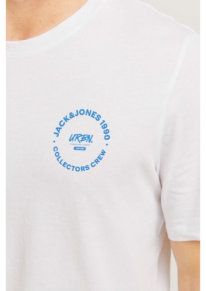 JJSIMON TEE SS CREW Beyaz Erkek Kısa Kol T-Shirt