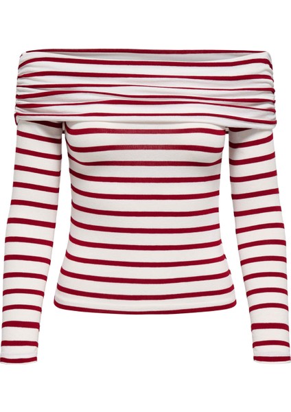 ONLGLAMOUR L/S OFF SHOULD Kırmızı Kadın Uzun Kol T-Shirt