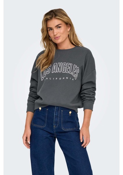 ONLSWEAT L/S CREW OVERSIZ Gri Kadın Sweatshirt