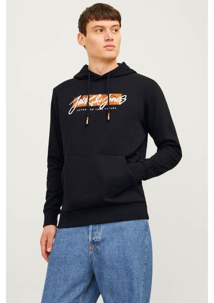 Jjtıley Sweat Hood Ln Siyah Erkek Sweatshirt