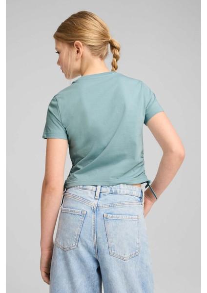 FLAMING LOVE Knotted Tee Yeşil Kız Çocuk Kısa Kol T-Shirt