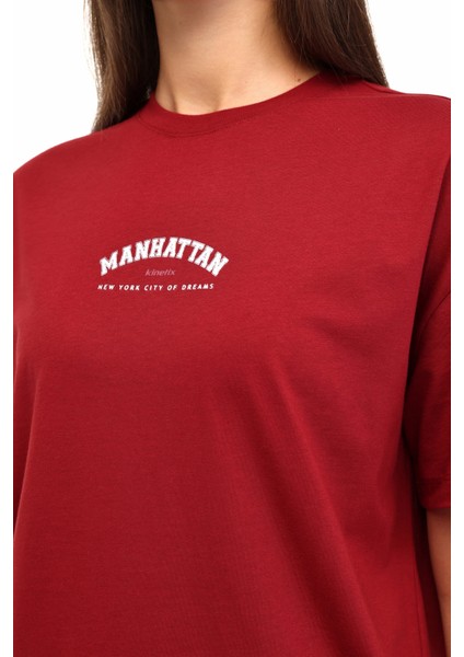 Wl 11BUD BTS-K16 5pr Bordo Kadın Kısa Kol T-Shirt