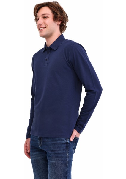 MB SN329 Ukol Polo 5pr Lacivert Erkek Uzun Kol T-Shirt