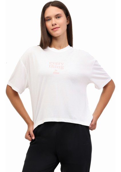 Wl 11SORANGA Yog1-3 5pr Ekru Kadın Kısa Kol T-Shirt