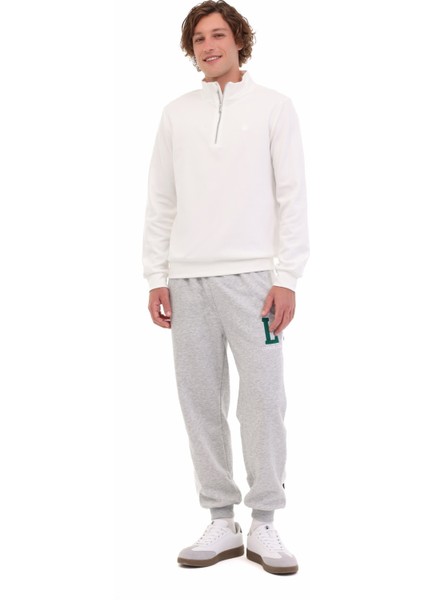 5W MB BS47 Hzip Sw 5pr Yari Fermuar Sweat Krem Erkek Sweatshirt