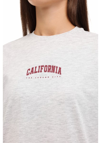 Wl 11BUD BTS-K16 5pr Grı Melanj Kadın Kısa Kol T-Shirt