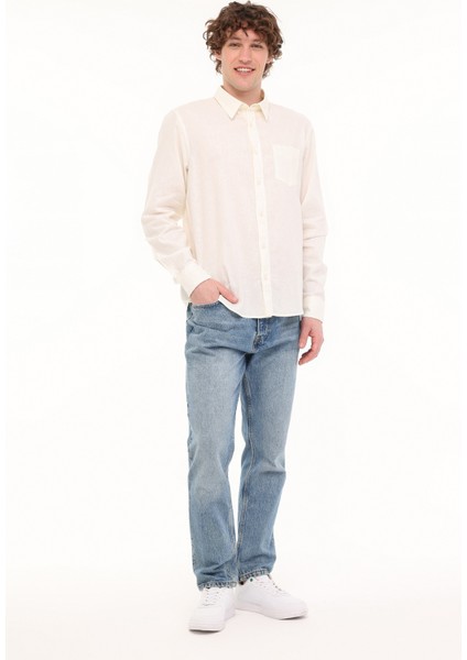 Uzun Kollu Gömlek Beyaz Erkek Gömlek