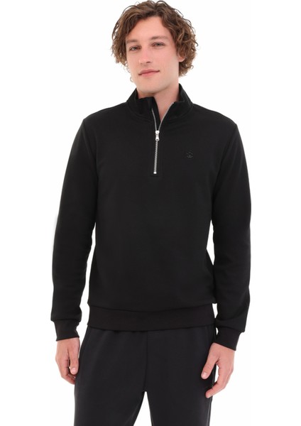 5W MB BS47 Hzip Sw 5pr Yari Fermuar Sweat Siyah Erkek Sweatshirt