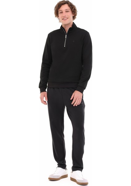 5W MB BS47 Hzip Sw 5pr Yari Fermuar Sweat Siyah Erkek Sweatshirt