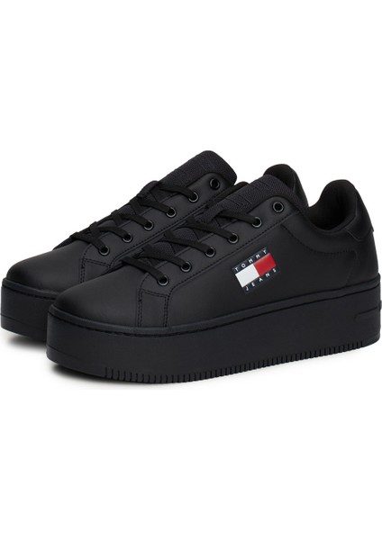 Kadın Marka Logolu Platform Topuklu Şık Görünüşlü Gündelik Kullanıma Uygun Siyah Sneaker EN0EN02518-BDS