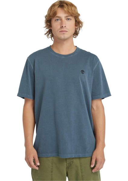Garment Dye Short Sleeve Mavi Erkek Kısa Kol T-Shirt