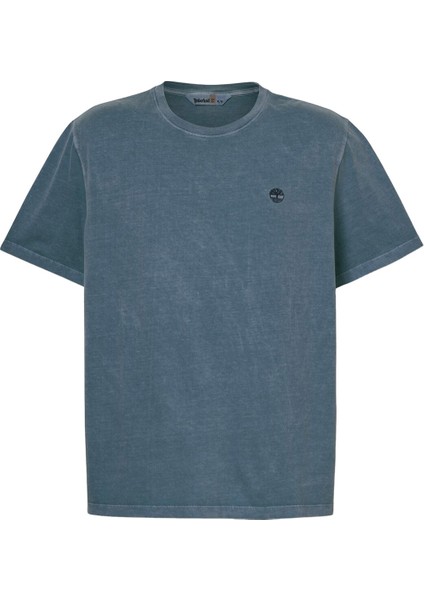 Garment Dye Short Sleeve Mavi Erkek Kısa Kol T-Shirt