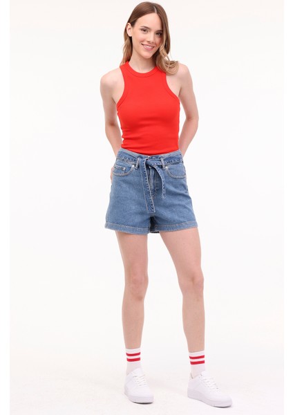 Jxcelen Hw Paperbag Denım Mavi Kadın Şort