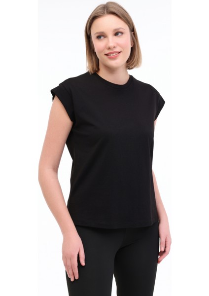 Wl Pelyaf 11KT71 5fx Siyah Kadın Kısa Kol T-Shirt