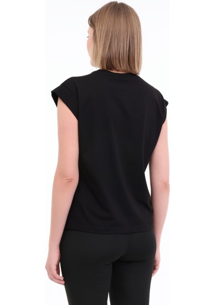 Wl Pelyaf 11KT71 5fx Siyah Kadın Kısa Kol T-Shirt