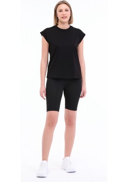 Wl Pelyaf 11KT71 5fx Siyah Kadın Kısa Kol T-Shirt