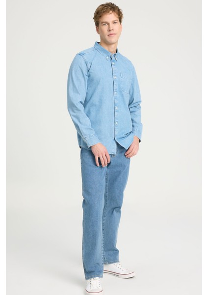 Regular Fit Normal Kesim Mavi Erkek Gömlek