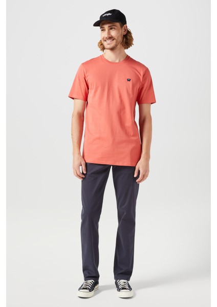 Bisiklet Yaka T-shirt Kiremit Erkek Kısa Kol T-Shirt