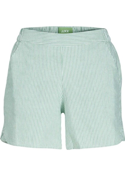 Kadin Çizgi Desenli Rahat Kesim Sort - Siva