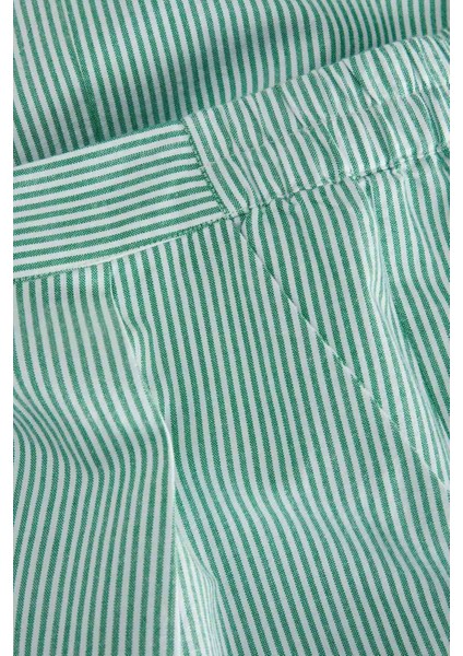 Kadin Çizgi Desenli Rahat Kesim Sort - Siva