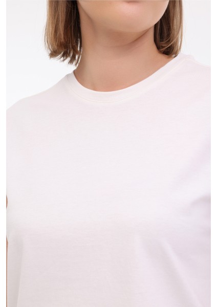 Wl Pelyaf 11KT71 5fx Ekru Kadın Kısa Kol T-Shirt