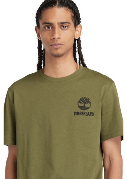 Short Sleeve Back Logo Gr Haki Erkek Kısa Kol T-Shirt