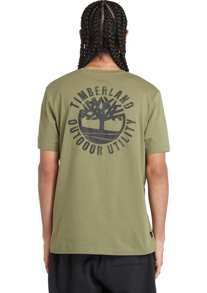 Short Sleeve Back Logo Gr Haki Erkek Kısa Kol T-Shirt