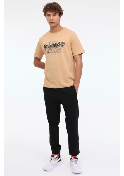 Short Sleeve Graphic Slub Kahverengi Erkek Kısa Kol T-Shirt